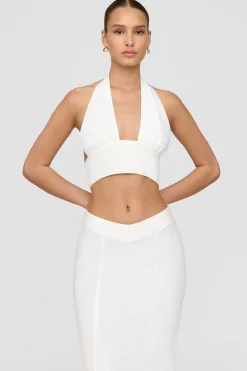 TALA The Bridal Edit*Algarve Linen Blend Multiway Halter Crop Top -