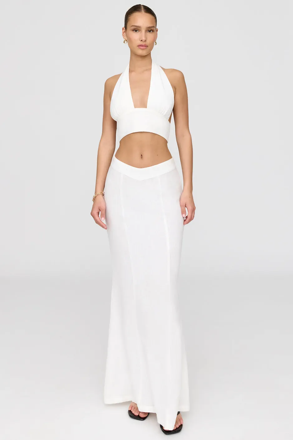 TALA The Bridal Edit*Algarve Linen Blend Multiway Halter Crop Top -