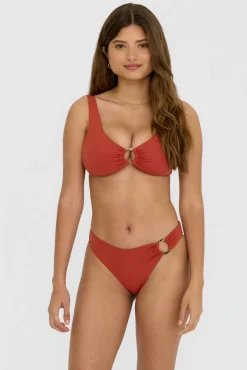TALA Swimwear*Aphrodite Plunge Neck Ring Bikini Top - Rust