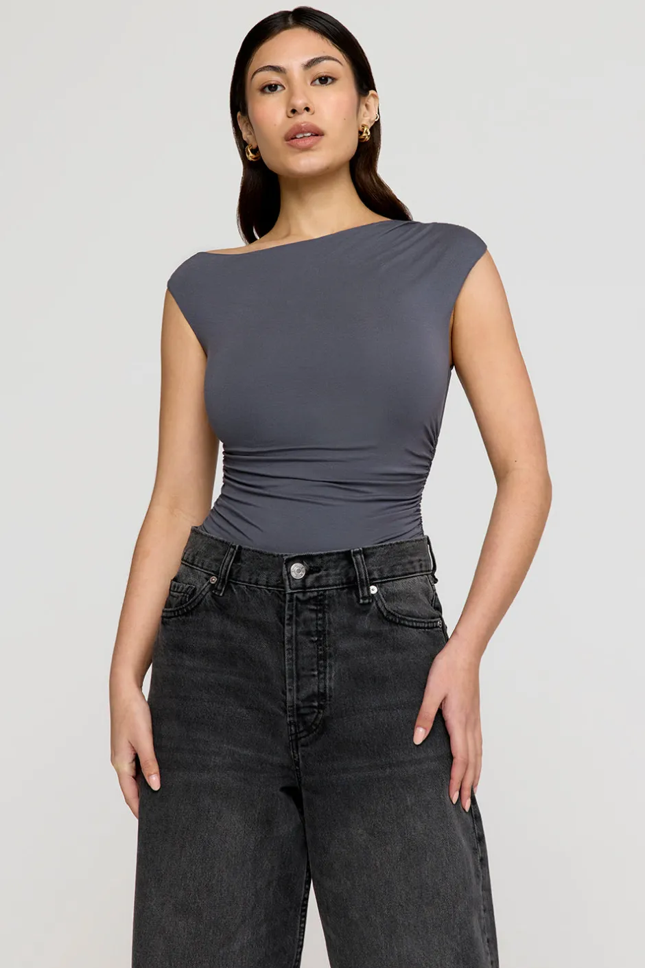 TALA Tops*365 Asymmetric Ruched Side Top -