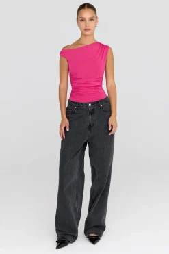 TALA Tops*365 Asymmetric Ruched Side Top -