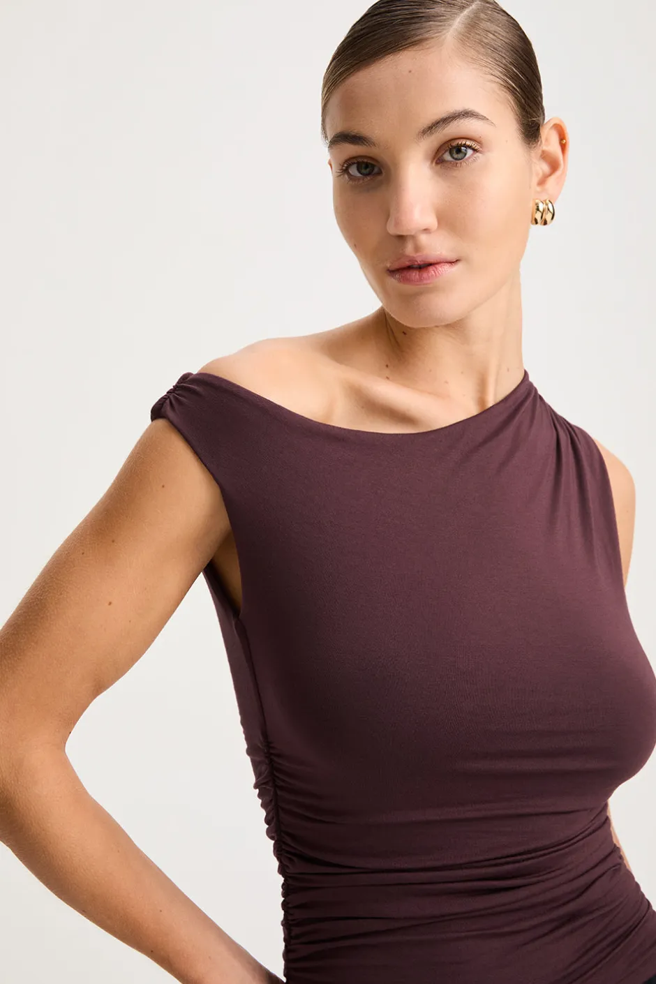 TALA Tops*365 Asymmetric Ruched Side Top -