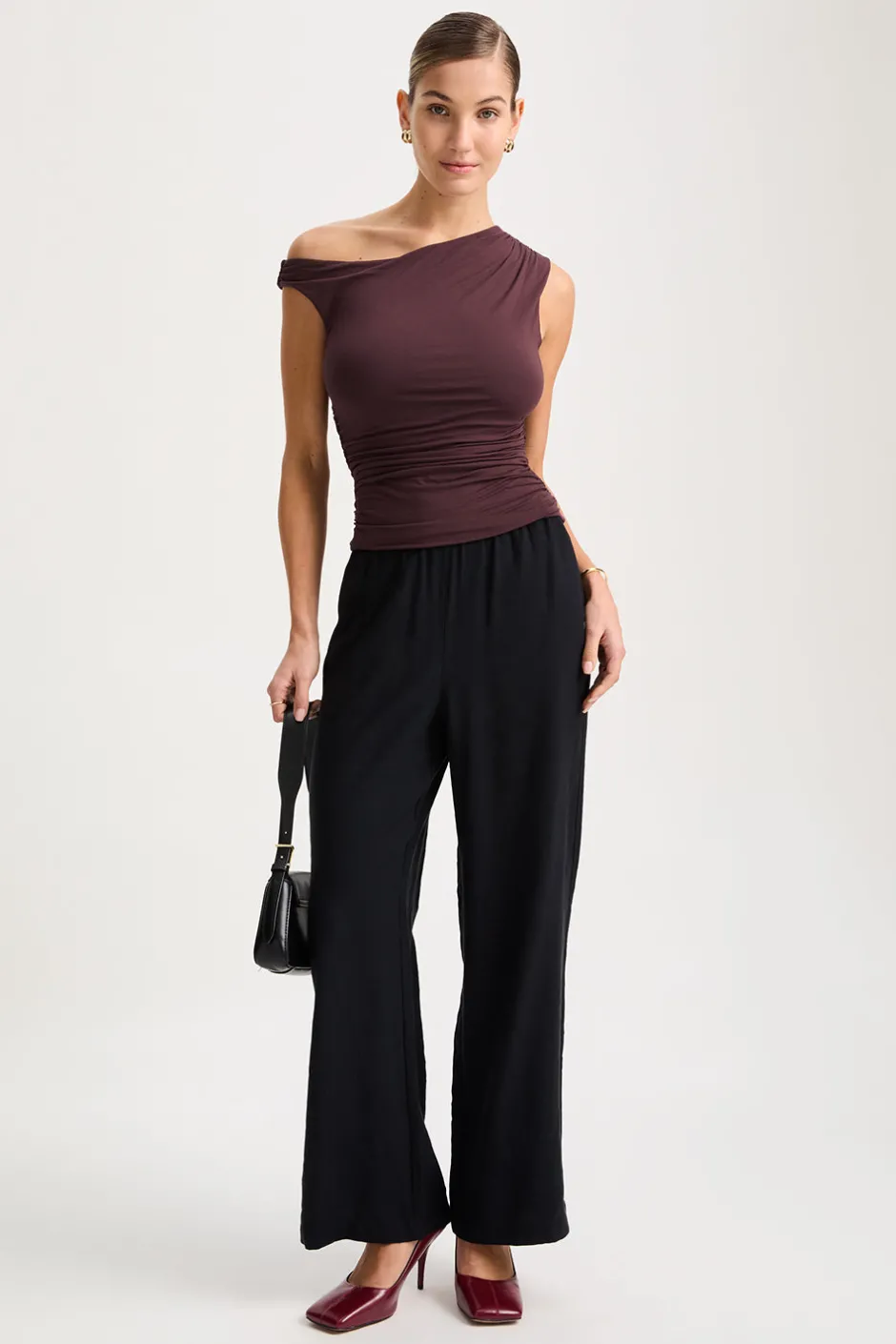 TALA Tops*365 Asymmetric Ruched Side Top -