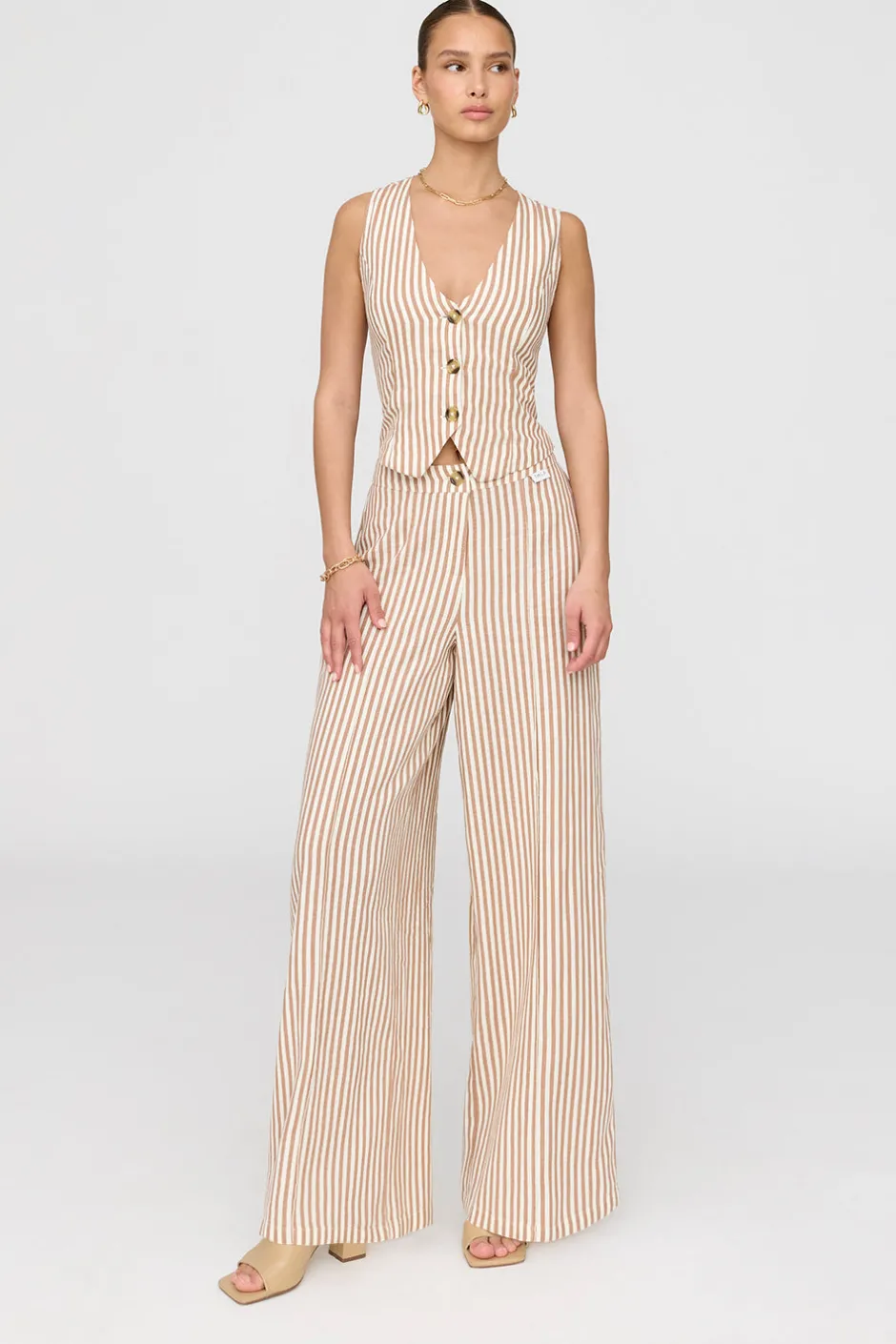TALA Trousers*Athens Linen Blend Tailored Wide Leg Trousers -