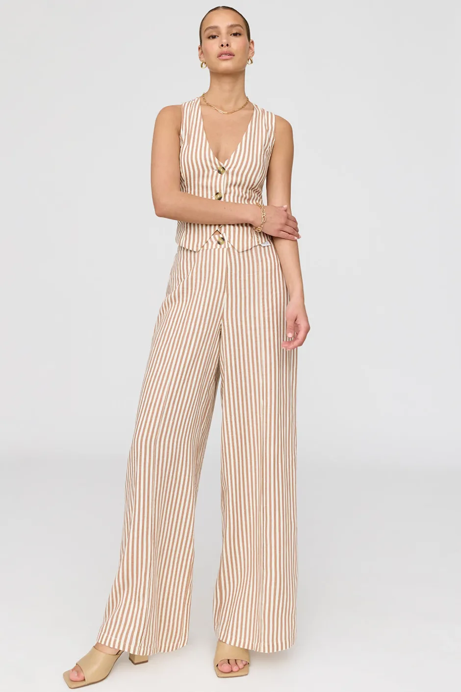 TALA Trousers*Athens Linen Blend Tailored Wide Leg Trousers -