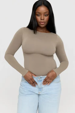 TALA Bodysuits|Tops*365 Contour Long Sleeve Bodysuit - Stone Khaki