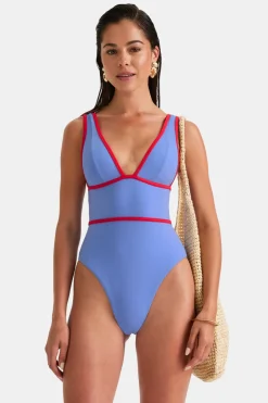 TALA Swimwear*Contrast Plunge Swimsuit - Blue