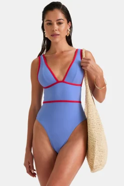 TALA Swimwear*Contrast Plunge Swimsuit - Blue