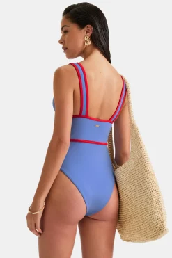 TALA Swimwear*Contrast Plunge Swimsuit - Blue