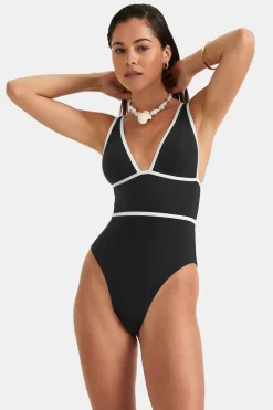 TALA Swimwear*Contrast Plunge Swimsuit - Shadow