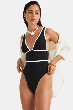 TALA Swimwear*Contrast Plunge Swimsuit - Shadow