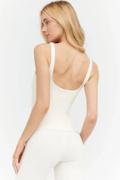 TALA Coffee Dates|Yoga / Pilates*DayFlex Built-In Support Essential Square Neck Vest - Buttermilk