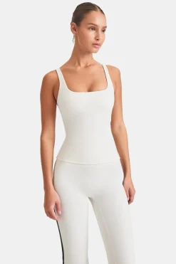 TALA Coffee Dates|Yoga / Pilates*DayFlex Built-In Support Essential Square Neck Vest - Ivory