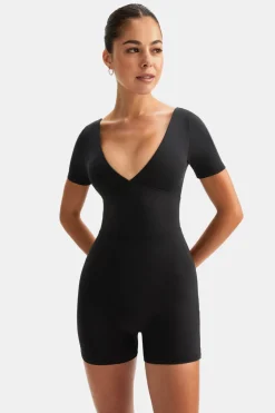 TALA Coffee Dates|Yoga / Pilates*DayFlex Built-In Support Plunge Neck Tie Back Unitard -