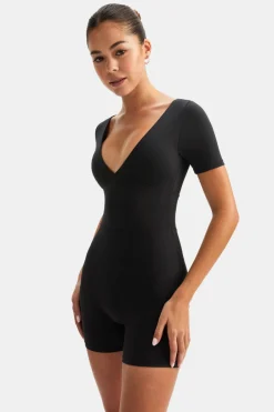 TALA Coffee Dates|Yoga / Pilates*DayFlex Built-In Support Plunge Neck Tie Back Unitard -