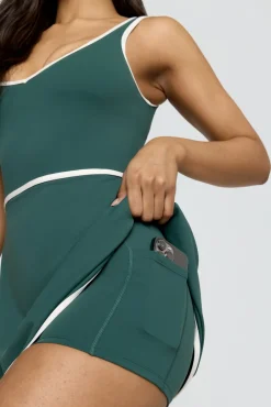 TALA Coffee Dates|Yoga / Pilates*DayFlex Built-In Support V Neck Tennis Dress - Hunter And Buttermilk