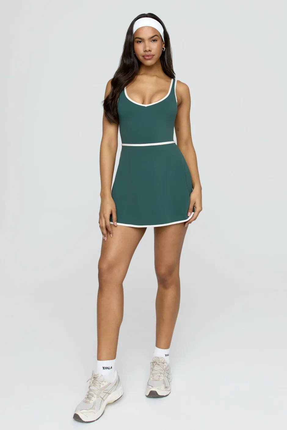 TALA Coffee Dates|Yoga / Pilates*DayFlex Built-In Support V Neck Tennis Dress - Hunter And Buttermilk