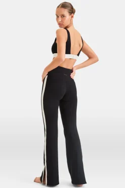 TALA Coffee Dates|Yoga / Pilates*DayFlex Contrast Stripe Side Split Flared Yoga Pant No Front Seam - Shadow And Ivory