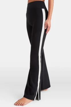 TALA Coffee Dates|Yoga / Pilates*DayFlex Contrast Stripe Side Split Flared Yoga Pant No Front Seam - Shadow And Ivory