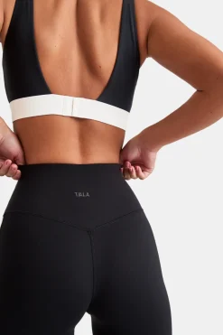 TALA Coffee Dates|Yoga / Pilates*DayFlex Contrast Stripe Side Split Flared Yoga Pant No Front Seam - Shadow And Ivory