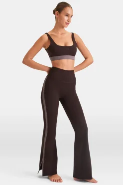 TALA Coffee Dates|Yoga / Pilates*DayFlex Contrast Stripe Side Split Flared Yoga Pant No Front Seam - Americano And Mocha