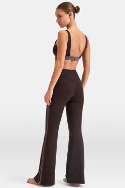 TALA Coffee Dates|Yoga / Pilates*DayFlex Contrast Stripe Side Split Flared Yoga Pant No Front Seam - Americano And Mocha
