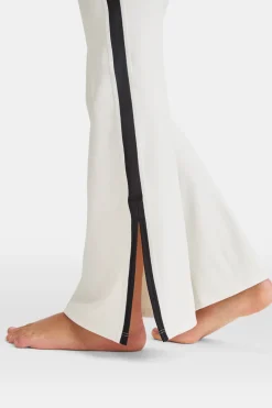 TALA Coffee Dates|Yoga / Pilates*DayFlex Contrast Stripe Side Split Flared Yoga Pant No Front Seam - Ivory And Shadow Black