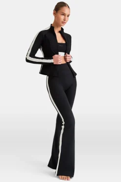 TALA Coffee Dates|Yoga / Pilates*DayFlex Contrast Stripe Zip Through Jacket - Shadow And Ivory