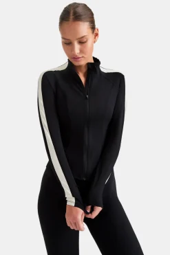 TALA Coffee Dates|Yoga / Pilates*DayFlex Contrast Stripe Zip Through Jacket - Shadow And Ivory