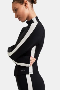TALA Coffee Dates|Yoga / Pilates*DayFlex Contrast Stripe Zip Through Jacket - Shadow And Ivory