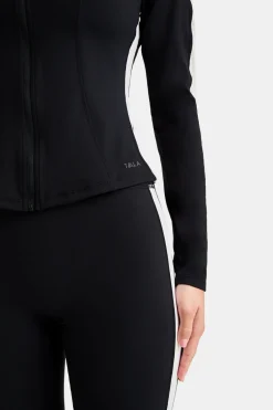 TALA Coffee Dates|Yoga / Pilates*DayFlex Contrast Stripe Zip Through Jacket - Shadow And Ivory