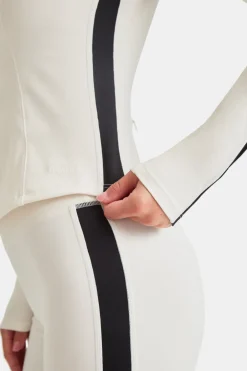 TALA Coffee Dates|Yoga / Pilates*DayFlex Contrast Stripe Zip Through Jacket - Ivory And Shadow Black