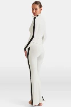 TALA Coffee Dates|Yoga / Pilates*DayFlex Contrast Stripe Zip Through Jacket - Ivory And Shadow Black