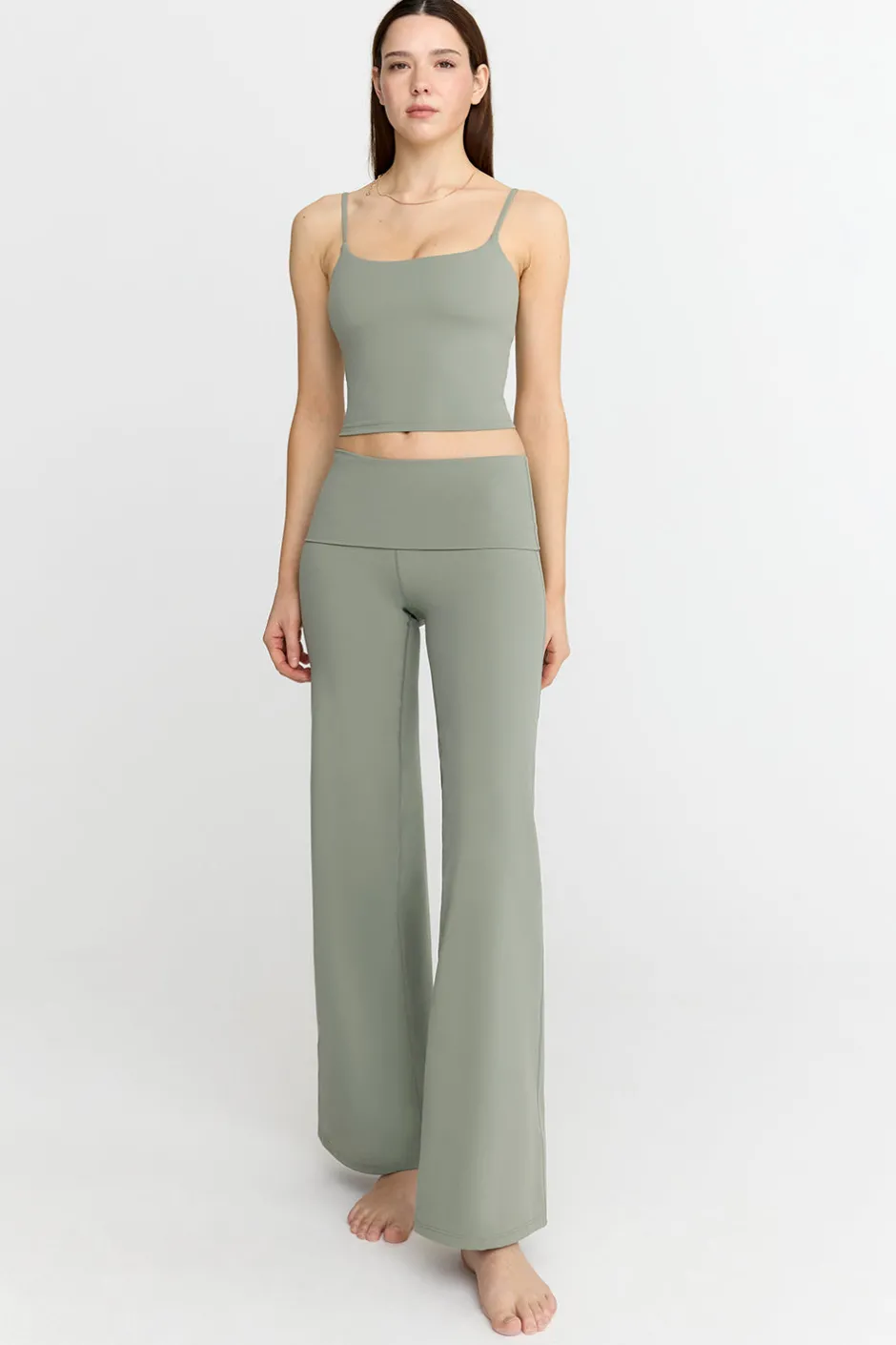 TALA Coffee Dates|Yoga / Pilates*DayFlex Multiway Fold Waist Wide Leg Yoga Pant - Vintage Khaki