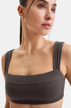 TALA Coffee Dates|Yoga / Pilates*DayFlex Ruched Bandeau Sports Bra - Cool Espresso