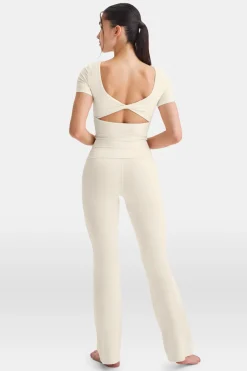 TALA Coffee Dates|Yoga / Pilates*DayFlex Twist Back T-Shirt - Buttermilk