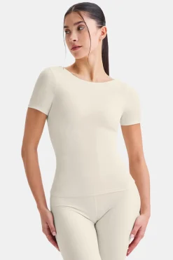 TALA Coffee Dates|Yoga / Pilates*DayFlex Twist Back T-Shirt - Buttermilk