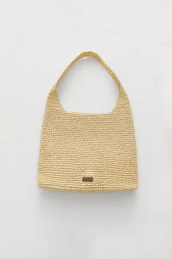 TALA Accessories*Embossed Logo Raffia Shoulder Bag - Natural