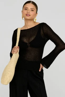 TALA Accessories*Embossed Logo Raffia Tote Bag - Natural