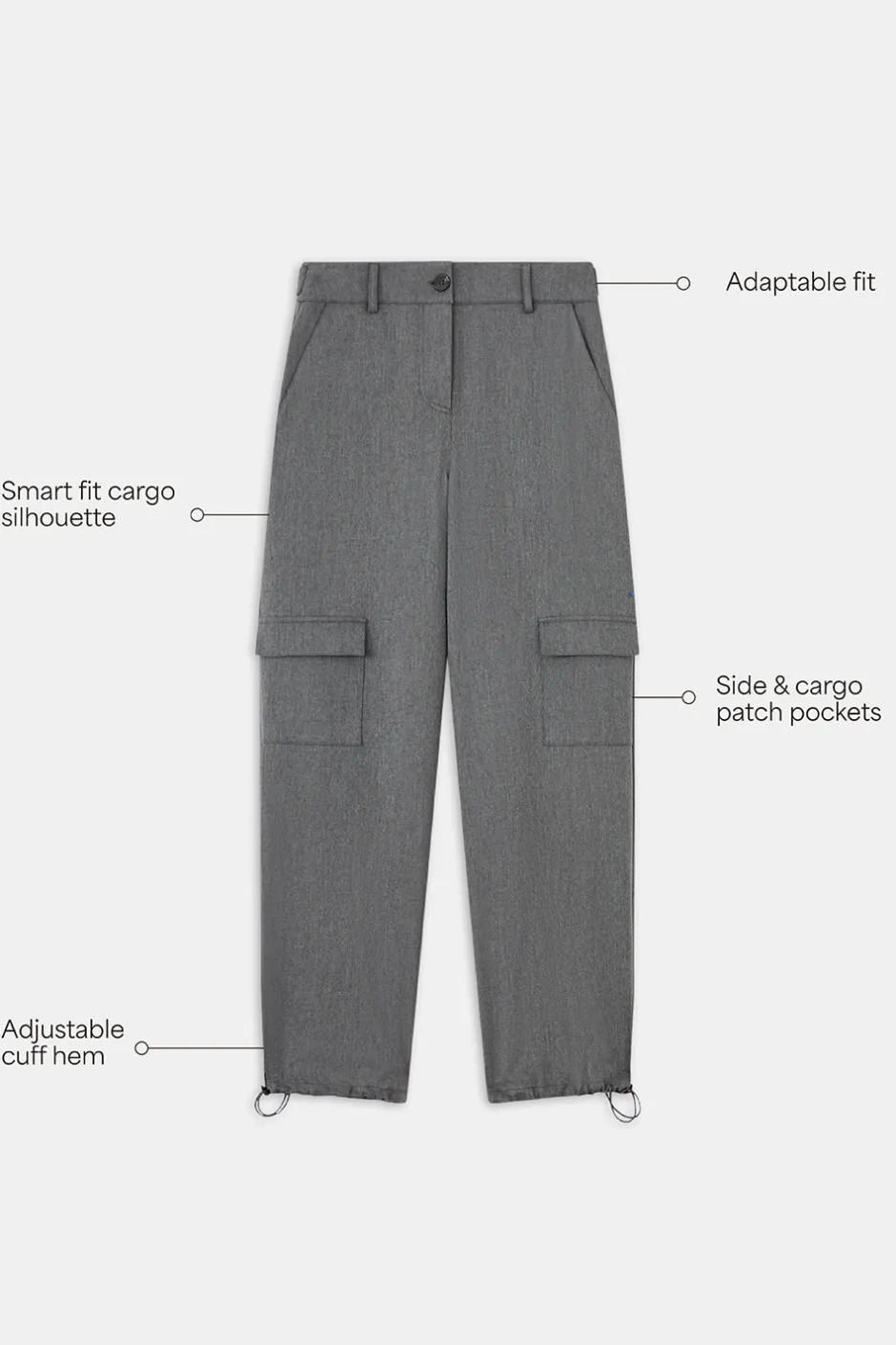 TALA Trousers*Everyday Tailoring Adjustable Multiway Cargo Trousers - Charcoal Marl