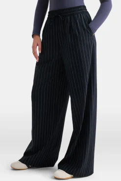 TALA Trousers*Everyday Tailoring Drawstring Trousers - Navy Stripe
