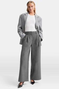TALA Trousers*Everyday Tailoring Wide Leg Trousers - Charcoal Marl