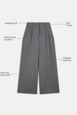 TALA Trousers*Everyday Tailoring Wide Leg Trousers - Charcoal Marl