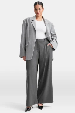 TALA Trousers*Everyday Tailoring Wide Leg Trousers - Charcoal Marl