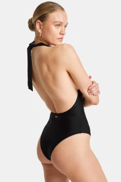 TALA Swimwear*Halter Plunge Gold Ring Bikini Swimsuit -