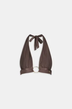 TALA Swimwear*Halter Plunge Gold Ring Bikini Top -