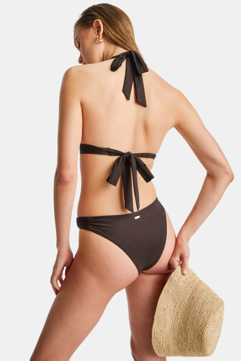 TALA Swimwear*Halter Plunge Gold Ring Bikini Top -