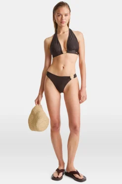 TALA Swimwear*Halter Plunge Gold Ring Bikini Top -