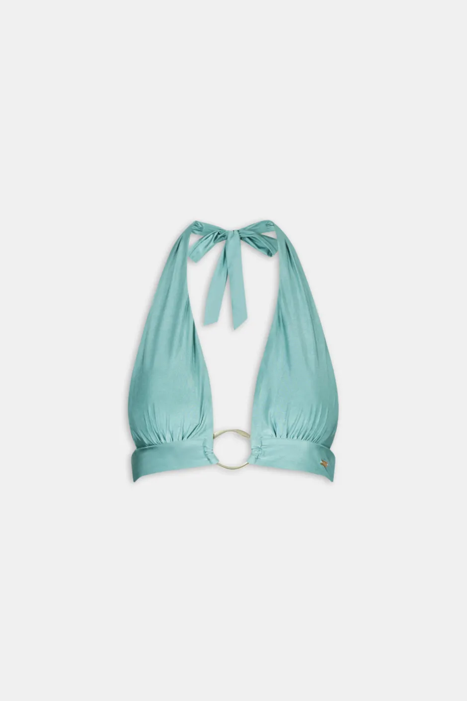 TALA Swimwear*Halter Plunge Gold Ring Bikini Top -