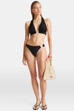 TALA Swimwear*Halter Plunge Gold Ring Bikini Top -